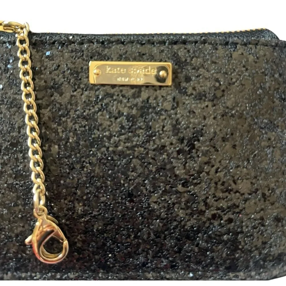 Kate Spade New York Black Glitterball Coin Purse with Keyring